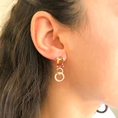 Altın Kaplama Küpe Renkli Zirkon Taşlı Sallantılı Küpe UNK-646 thumbnail 2