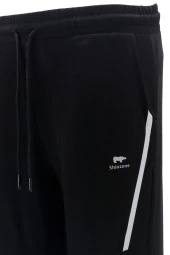 Erkek Standart Fit Lastikli Çizgi Detaylı Siyah Eşofman Altı - 4