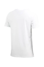 Erkek Bisiklet Yaka Mevsimlik Göğüs Baskılı Standart Fit Beyaz T-Shirt - 4
