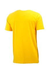 Erkek Bisiklet Yaka Mevsimlik Göğüs Baskılı Standart Fit Sarı T-Shirt thumbnail 4