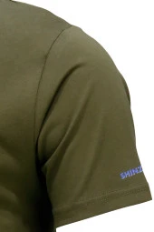 Erkek Bisiklet Yaka Mevsimlik Göğüs Baskılı Standart Fit Haki T-Shirt thumbnail 3