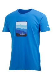 Erkek Bisiklet Yaka Yazlık Göğüs Baskılı Standart Fit Royal T-Shirt - 1