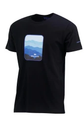 Erkek Bisiklet Yaka Yazlık Göğüs Baskılı Standart Fit Siyah T-Shirt - 1