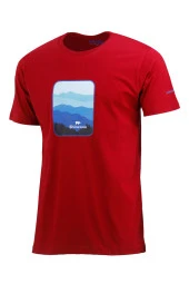 Erkek Bisiklet Yaka Yazlık Göğüs Baskılı Standart Fit Bordo T-Shirt - 1