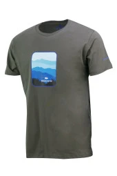 Erkek Bisiklet Yaka Yazlık Göğüs Baskılı Standart Fit Haki T-Shirt - 1