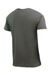 Erkek Bisiklet Yaka Yazlık Göğüs Baskılı Standart Fit Haki T-Shirt - 4