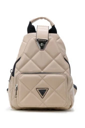 Kadın Deri Görünümlü Kilitli Vizon Çanta - 2