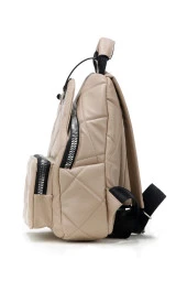 Kadın Deri Görünümlü Kilitli Vizon Çanta - 3