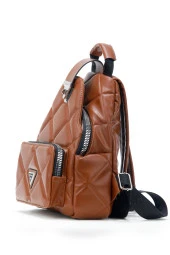 Kadın Deri Görünümlü Kilitli Kahverengi Çanta - 1