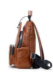 Kadın Deri Görünümlü Kilitli Kahverengi Çanta - 3