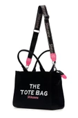 Kadın Soft Tote Bag Kanvas Siyah Pembe Çanta - 3