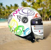 Sway 715 Şeffaf Vizörlü Yarım Motosiklet Scooter Kaskı S Beden White Flower - 1