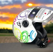 Sway 715 Şeffaf Vizörlü Yarım Motosiklet Scooter Kaskı S Beden White Flower - 2