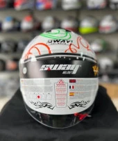 Sway 715 Şeffaf Vizörlü Yarım Motosiklet Scooter Kaskı S Beden White Flower - 5