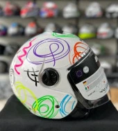 Sway 715 Şeffaf Vizörlü Yarım Motosiklet Scooter Kaskı S Beden White Flower - 8