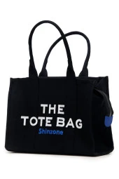 Kadın Soft Tote Bag Kanvas Siyah Saks Çanta - 1