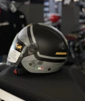Sway 715 Şeffaf Vizörlü Yarım Motosiklet Scooter Kaskı S Beden Black Grey - 3