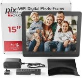 Pix-Star 15 Inc WiFi Dijital Resim Çerçevesi - Video ve Fotoğrafları Paylaşın - 1