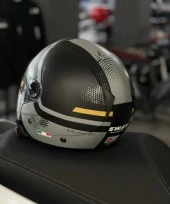 Sway 715 Şeffaf Vizörlü Yarım Motosiklet Scooter Kaskı M Beden Gemini Grey - 4