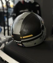 Sway 715 Şeffaf Vizörlü Yarım Motosiklet Scooter Kaskı M Beden Gemini Grey - 5