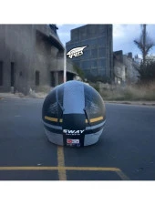 Sway 715 Şeffaf Vizörlü Yarım Motosiklet Scooter Kaskı M Beden Gemini Grey - 12
