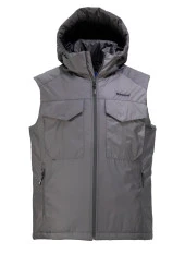 Erkek Kapişonlu Cepli Gri Yelek - 1