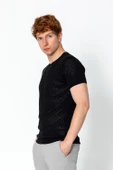 Erkek Regular Fit Bisiklet Yaka Rahat Örme T-shirt - 4