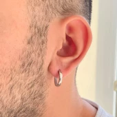 Çelik Halka Model 316L Büyük Unisex Küpe UNK-698 - 2