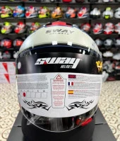 Sway 715 Şeffaf Vizörlü Yarım Motosiklet Scooter Kaskı XL Beden Blue Beıge - 4