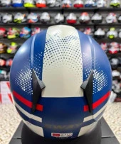 Sway 715 Şeffaf Vizörlü Yarım Motosiklet Scooter Kaskı 2XL Beden Blue Beıge - 5