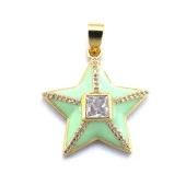 FerizZ Altın Kaplama Zirkon Taşlı Yeşil Yıldız Kolye Ucu TGR-515 thumbnail 1