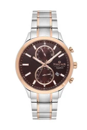 Nacar Bileklik Hediyeli Fonksiyonlu Sapphire Camlı 10 Atm 2Yıl Garantili Erkek Kol Saati 298316EKM thumbnail 1