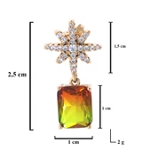 Altın Kaplama Küpe Ay Yıldız Renkli Taşlı Sallantılı Küpe UNK-649 thumbnail 5