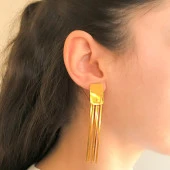 Altın Kaplama Küpe Sallantılı Tasarım Abiye Küpe UNK-612 thumbnail 2