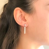 Çelik Sallantılı Küpe Zirkon Taşlı Dik Küpe UNK-587 thumbnail 2