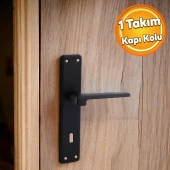 Panama Mat Siyah Yale Ahşap PVC Kapı Kolu Sağa Sola Uygun Ön Arka Rozetsiz Barelsiz Oda 1 Takım thumbnail 1