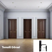 Panama Mat Siyah Yale Ahşap PVC Kapı Kolu Sağa Sola Uygun Ön Arka Rozetsiz Barelsiz Oda 1 Takım thumbnail 3