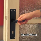 Panama Mat Siyah Yale Ahşap PVC Kapı Kolu Sağa Sola Uygun Ön Arka Rozetsiz Barelsiz Oda 1 Takım thumbnail 4