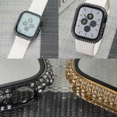 Apple Watch 7 45mm Zore Watch Gard 24 Kenarları Taşlı Sert PC Kasa Ve Ekran Koruyucu thumbnail 4