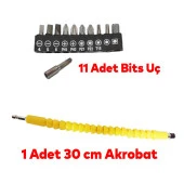 Vida Sıkma Sökme Akrobat Kıvrılabilir Eğilebilir Bits Uç Vidalama Torx Yıldız Düz Uçlar 12 Parça - 3