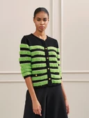 Unique Mode Minimalist Çizgili 3/4 Kol Triko Kazak - Rahat Kesim thumbnail 2