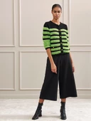 Unique Mode Minimalist Çizgili 3/4 Kol Triko Kazak - Rahat Kesim thumbnail 3