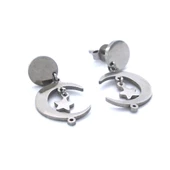 Çelik Sallantılı Küpe Ay Yıldız Detaylı Küpe UNK-661 thumbnail 4