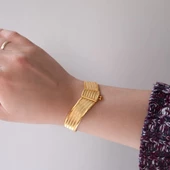 İmitasyon Trabzon Hasırı Altın Kaplama 4 Sıra Kelepçe BLZ-597 thumbnail 2