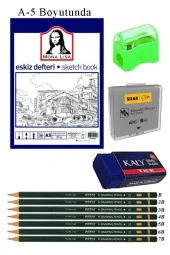 Eskiz Defteri A5 50 Yaprak Karakalem Çizim Seti Hamur Silgi Fatih Dereceli Kalem Hobi Tasarım Seti thumbnail 1