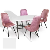 Japon Werzalit - Çırağan Mutfak Masa Takımı (80x120) - (Beyaz - Pembe) - 1