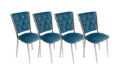 Kapitoneli Sandalye (Kumaş) (4 Adet) - Mavi - 1