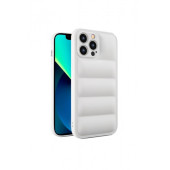Apple İphone 13 PRO MAX Uyumlu Puffer Silikon Kılıf Kamera Koruma Lens Korumalı Parlak Telefon Kılıfı BEYAZ - 3
