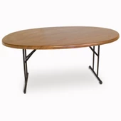 Banket Werzalit Oval Masa 94x146  (ESB-SIYAH) - Koyu Ahşap (Katlanır) - 1