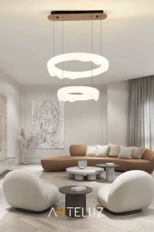 ARTELUZ LUXURY PINTEREST MODEL MODERN SARKIT ÇİFT KATLI AVİZE (50+35 CM) - 2